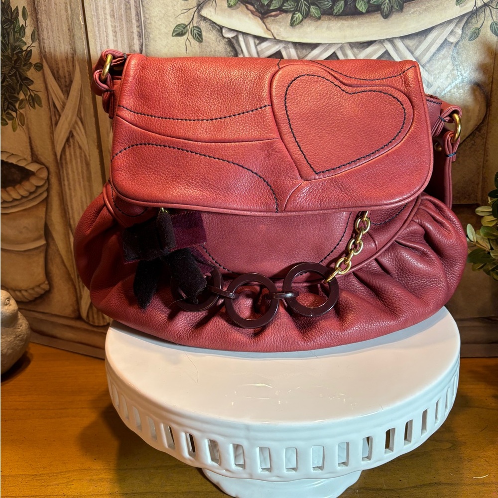 Vintage Rare Y2K Pink Leather Juicy Couture Shoulder Bag